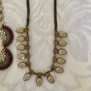 J Crew grey/tan necklace, art deco style